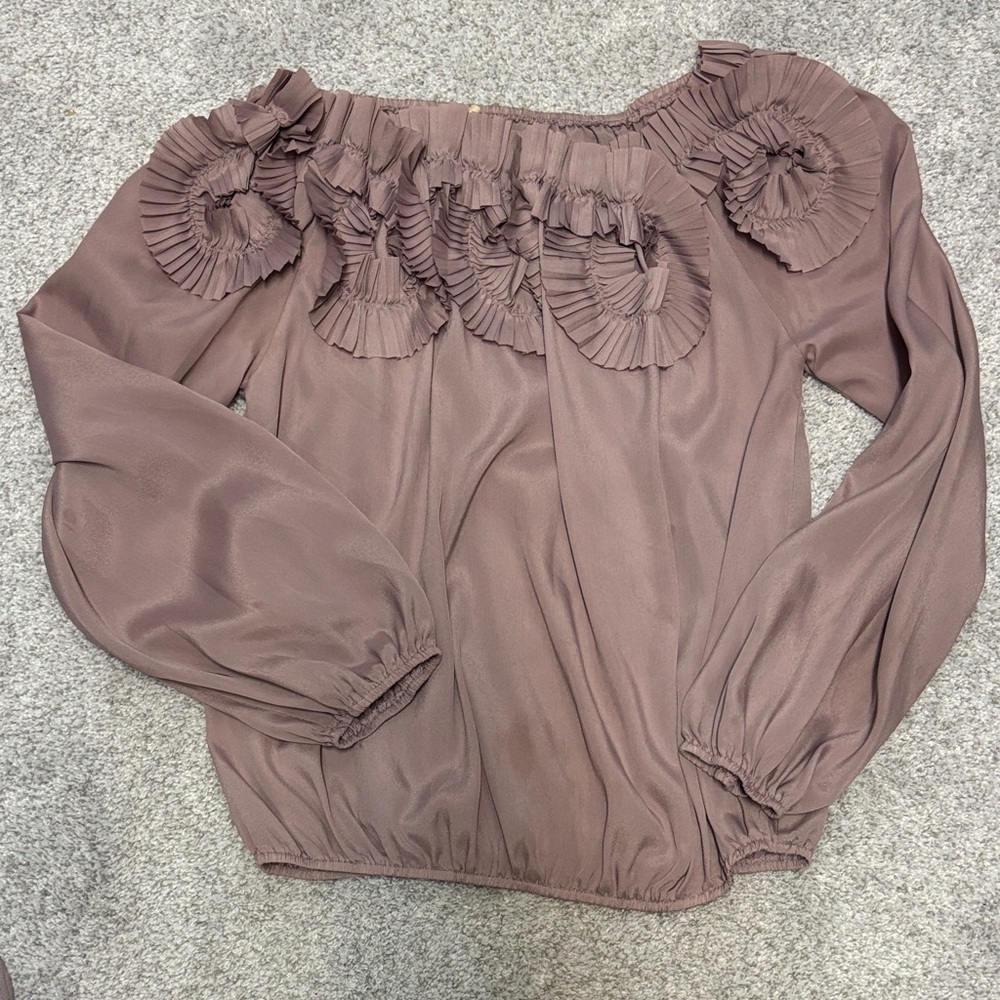 Ya Los Angeles Dusty Purple Ruffle Blouse